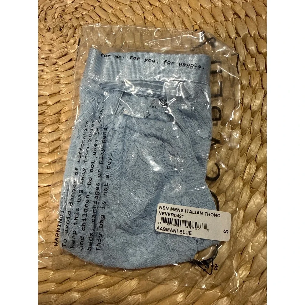 Cosabella NSN Men's Italian Lace Thong Aasmani Blue Designer Underwear size S